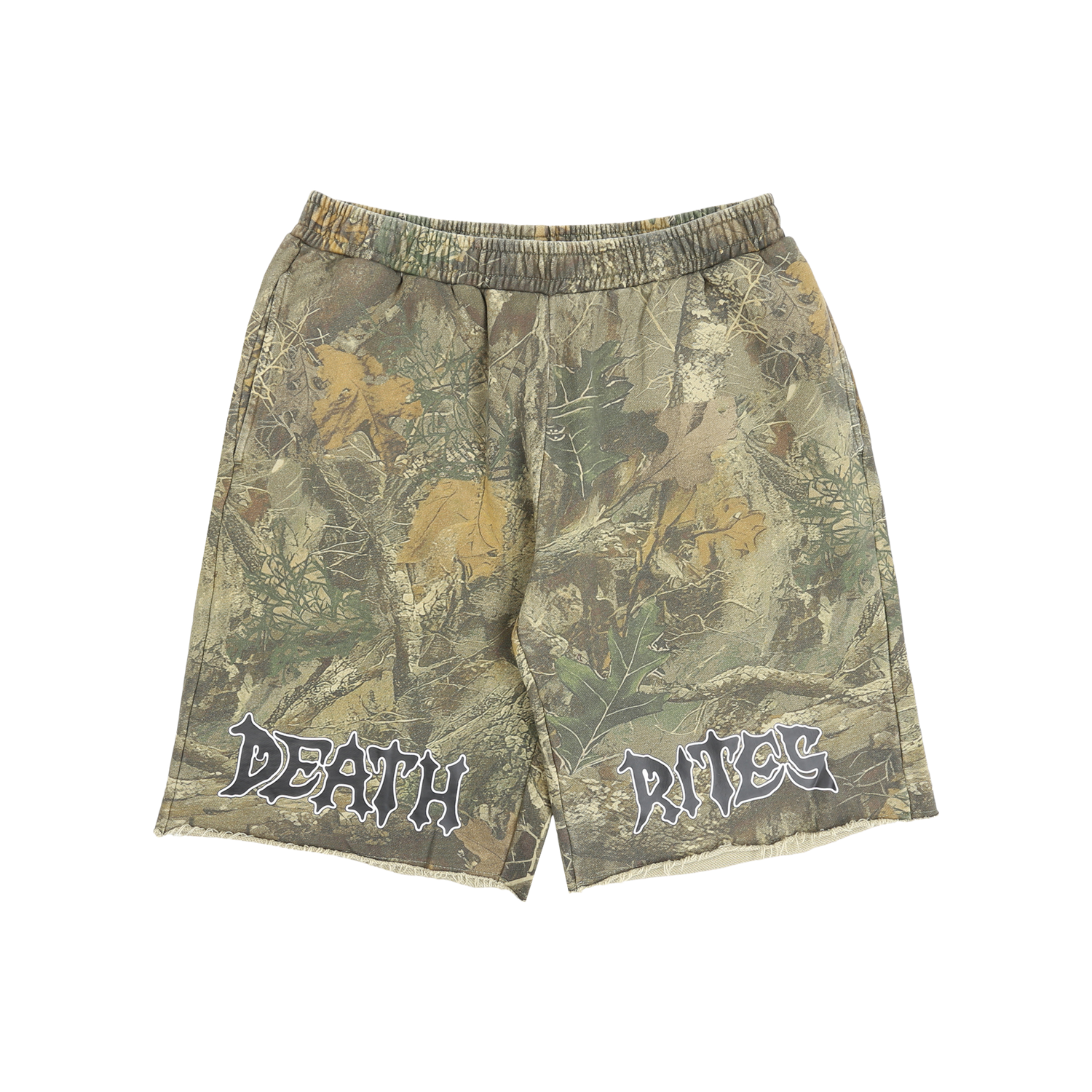 Script Cut-Off Sweat Shorts - Tree Camo